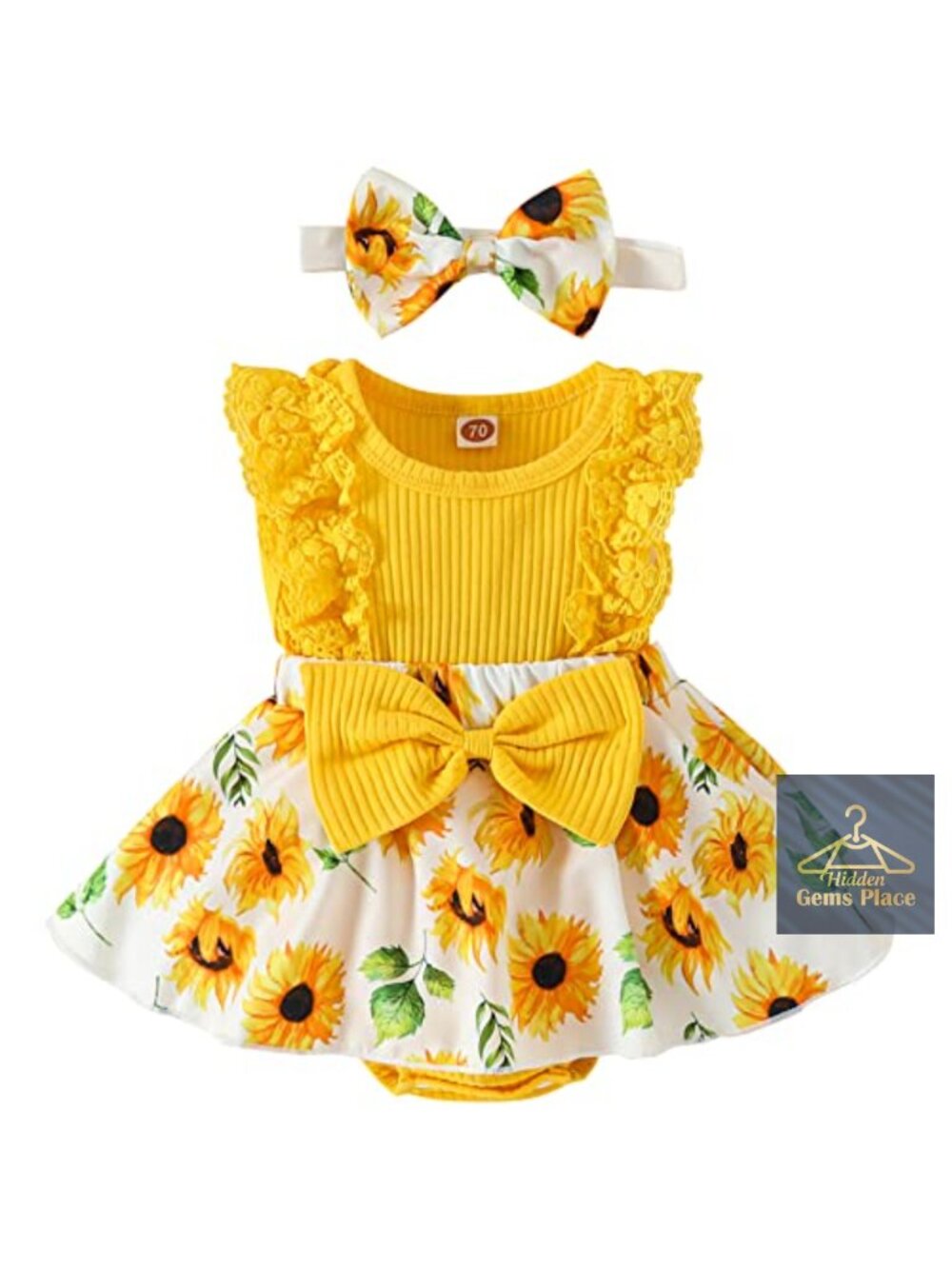 Baby Girl Sleeveless Lace Romper Dress with Headband 2 Piece Outfit